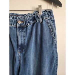 Cleo Denim Paper Bag Waist Pants Womens Sz 10 Elastic Waste